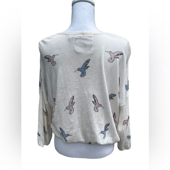Portrait of a Flower Hummingbird Tie Neck Sweater - Picture 2 of 6
